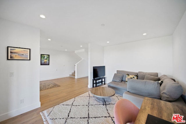 living room with light wood-type flooring