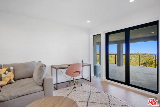 office space featuring light wood-type flooring