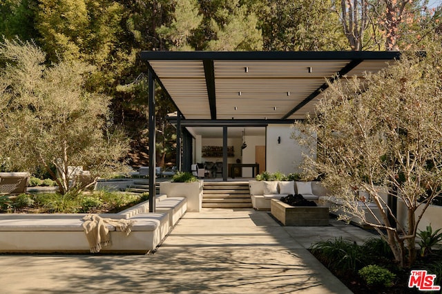 view of patio featuring an outdoor living space