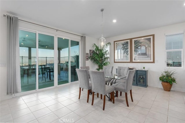 view of tiled dining room