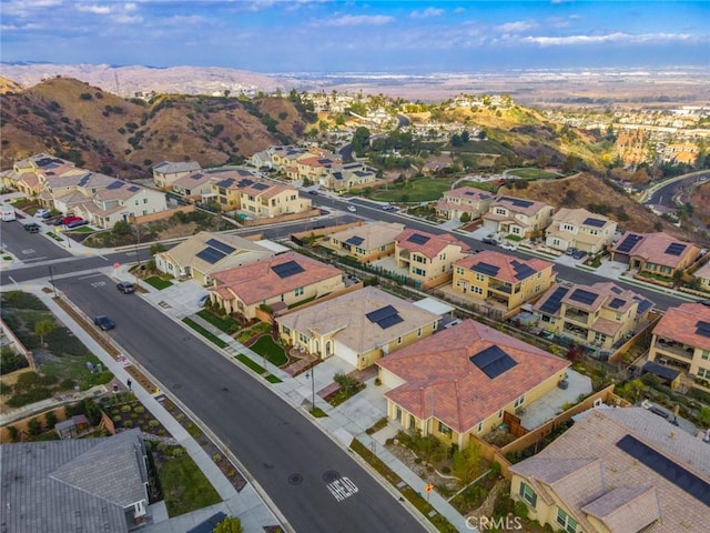 bird's eye view with a mountain view