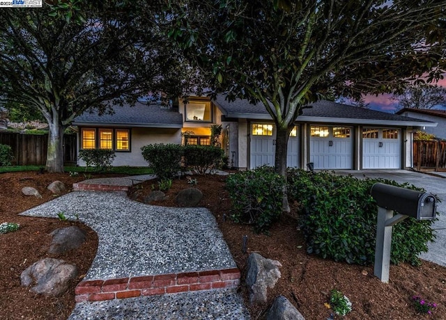 view of front of house with a garage