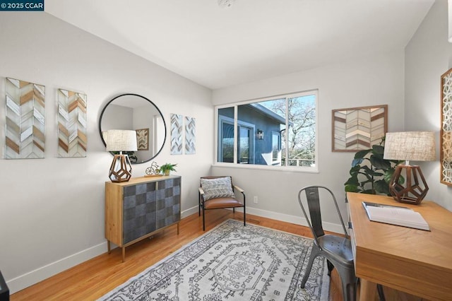 office space featuring hardwood / wood-style flooring