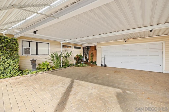 exterior space with a garage