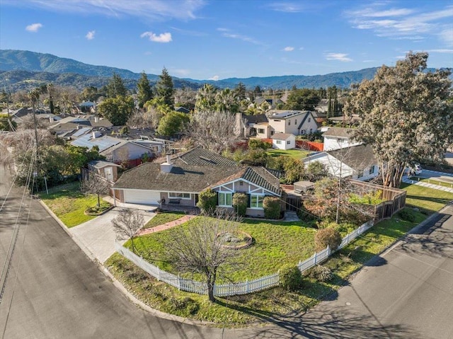 bird's eye view featuring a mountain view