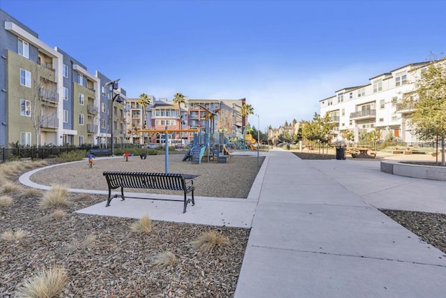 view of community with a playground