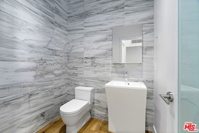 bathroom featuring hardwood / wood-style floors, toilet, and vanity