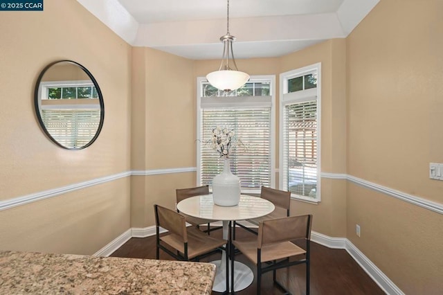 dining room with dark hardwood / wood-style floors