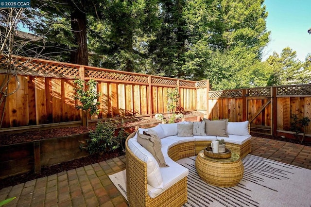 view of patio / terrace with an outdoor living space