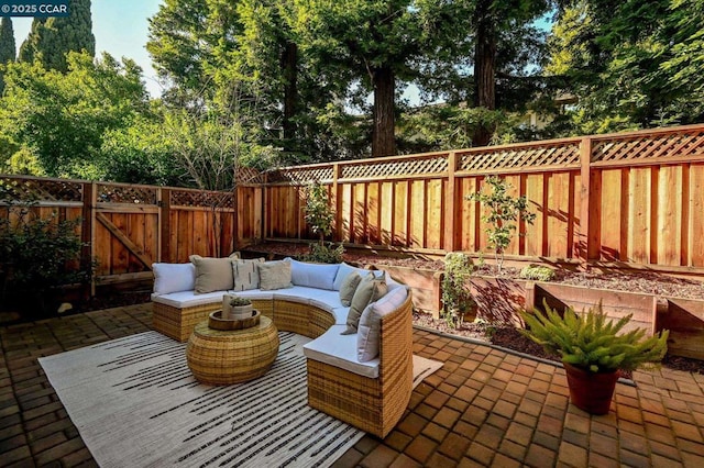 view of patio / terrace featuring an outdoor hangout area