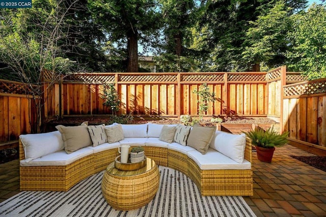 view of patio / terrace featuring an outdoor hangout area