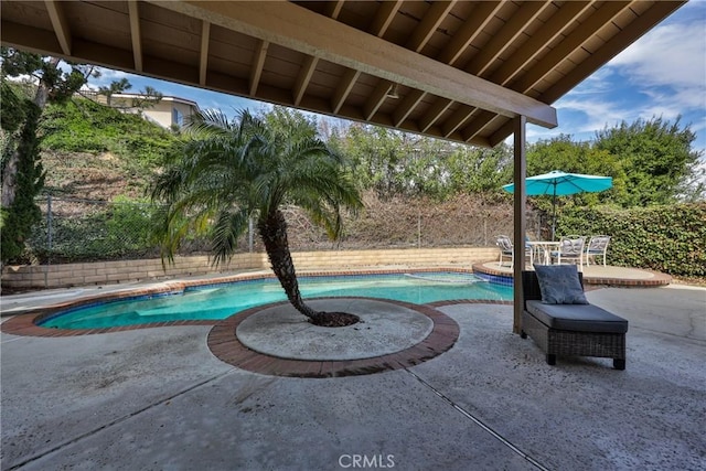 view of patio / terrace featuring a fenced in pool