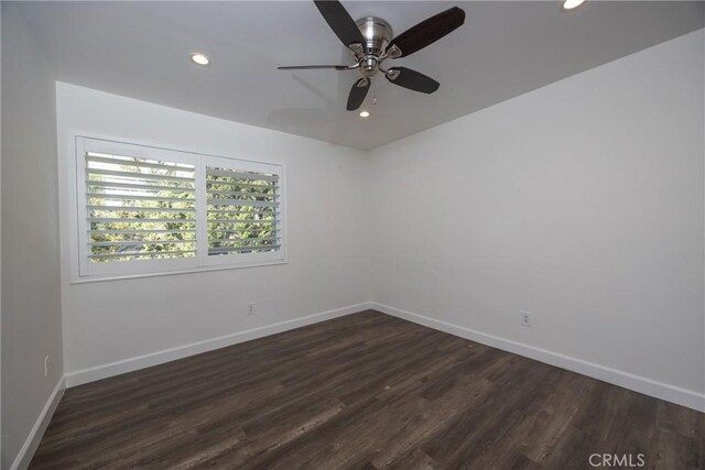 3179 Canal Point Dr, Hacienda Heights, CA 91745 - unfurnished room with a ceiling fan, dark wood-type flooring, recessed lighting, and baseboards
