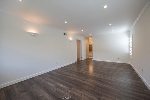3179 Canal Point Dr, Hacienda Heights, CA 91745 - spare room with crown molding, baseboards, recessed lighting, and dark wood-style flooring