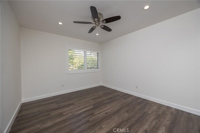 3179 Canal Point Dr, Hacienda Heights, CA 91745 - empty room featuring recessed lighting, dark wood-type flooring, baseboards, and a ceiling fan