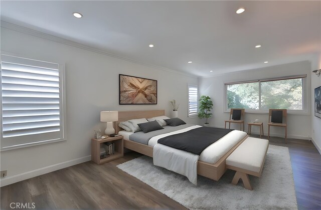3179 Canal Point Dr, Hacienda Heights, CA 91745 - bedroom with recessed lighting, baseboards, wood finished floors, and ornamental molding