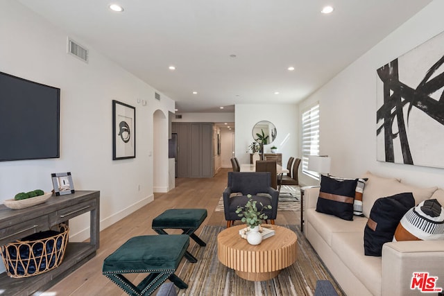 living room featuring light hardwood / wood-style flooring