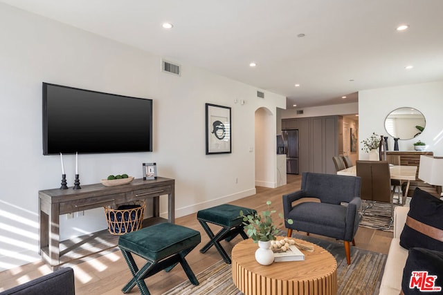 living room featuring light hardwood / wood-style flooring