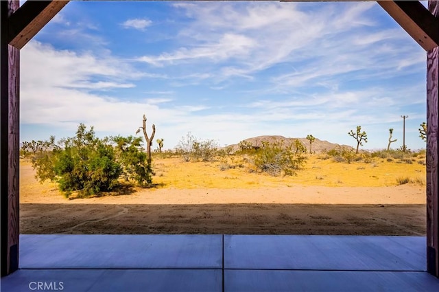 view of yard featuring a mountain view