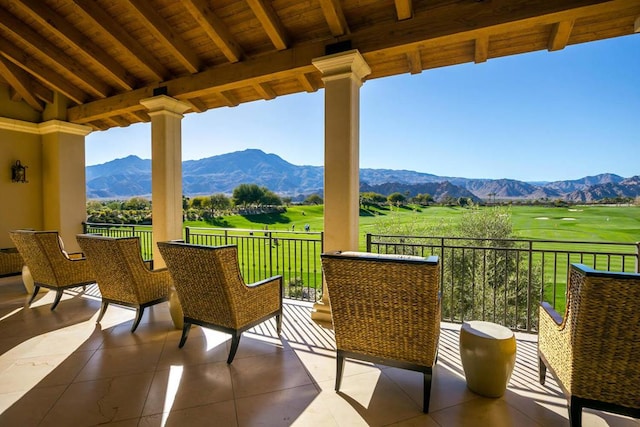 balcony with a mountain view