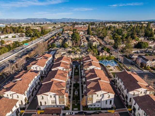 bird's eye view with a mountain view