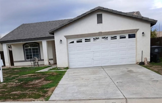 single story home with a garage