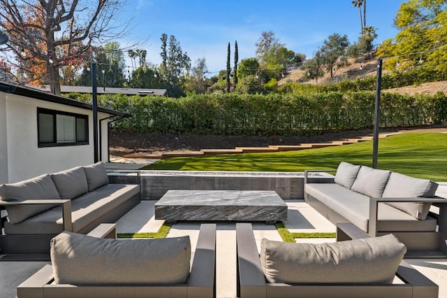 view of patio featuring an outdoor living space