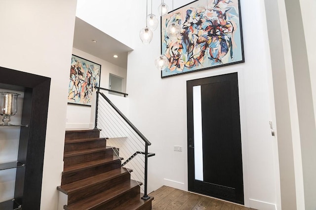 foyer with hardwood / wood-style flooring