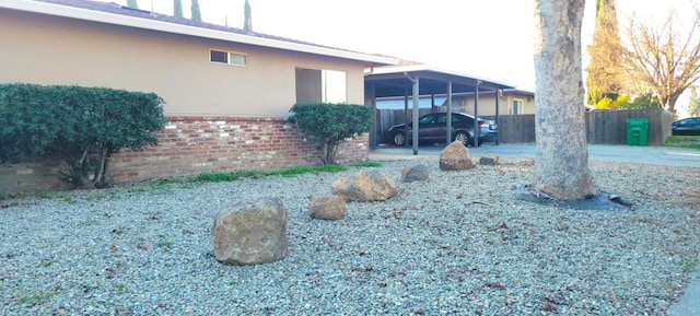 view of yard featuring a carport