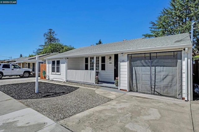 single story home with a garage