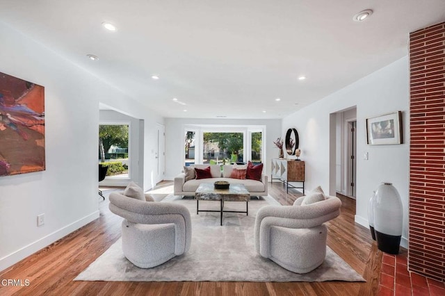 living room with wood-type flooring