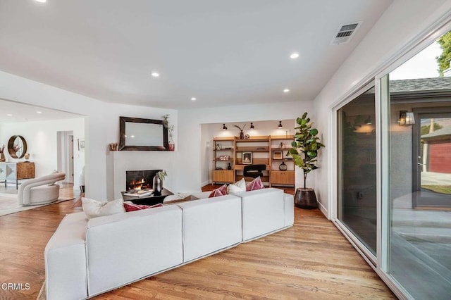 living room with light wood-type flooring