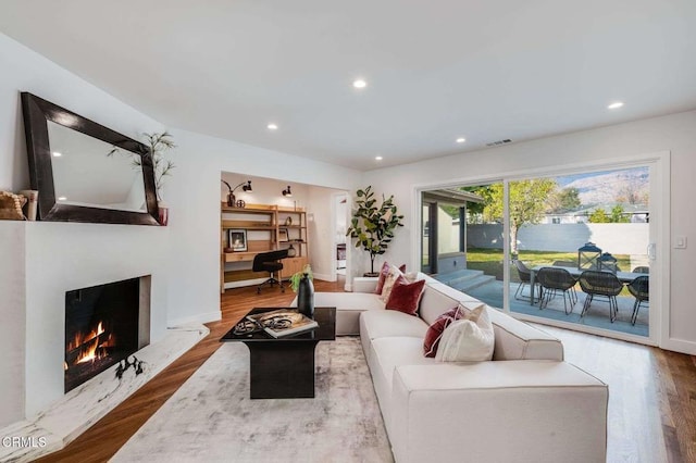 living room featuring hardwood / wood-style flooring