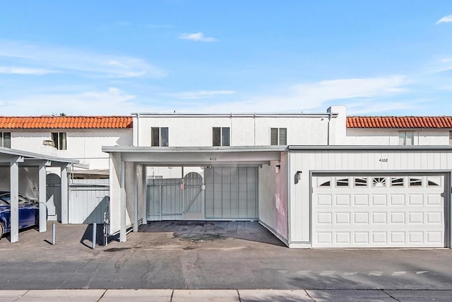 view of front of property with a garage