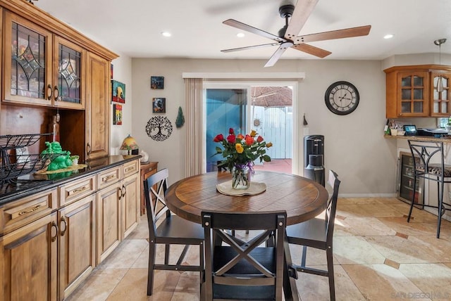 dining area featuring ceiling fan