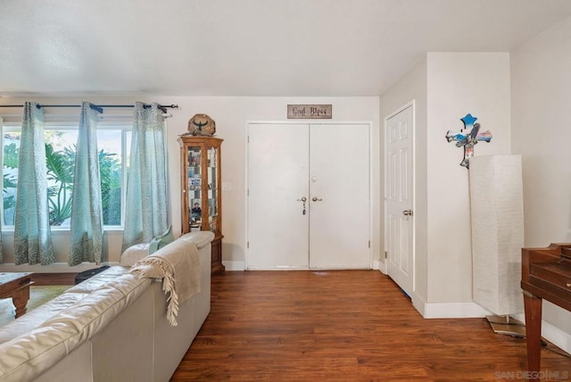 foyer entrance with dark hardwood / wood-style flooring