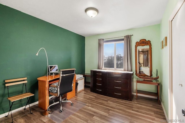 office area featuring hardwood / wood-style floors