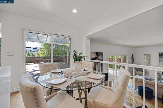 dining area featuring light wood-type flooring