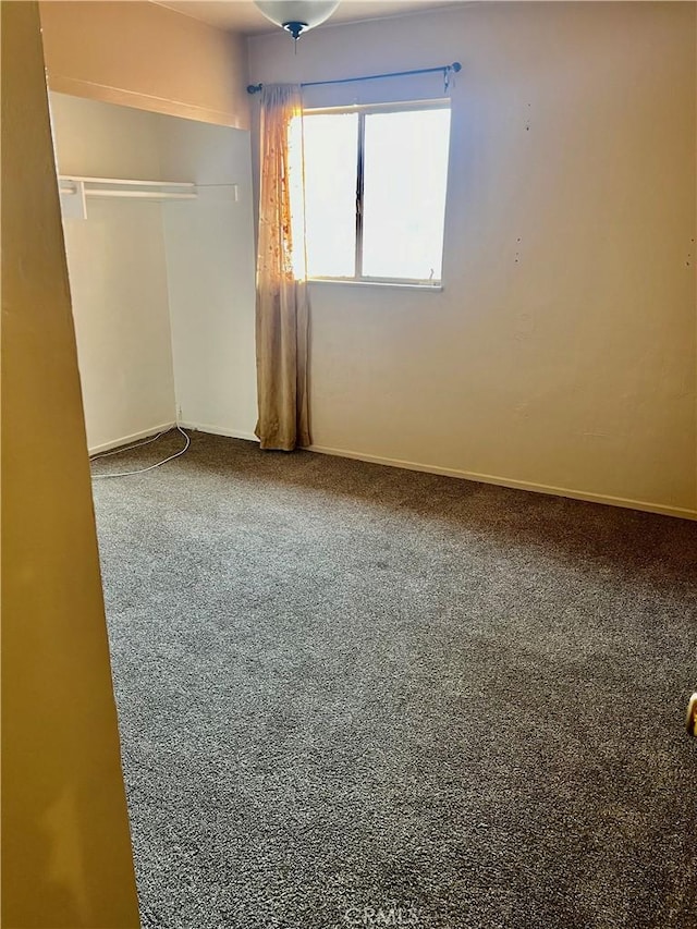 unfurnished bedroom with carpet floors and a closet