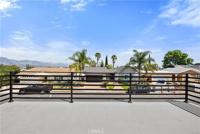 view of patio / terrace with a mountain view