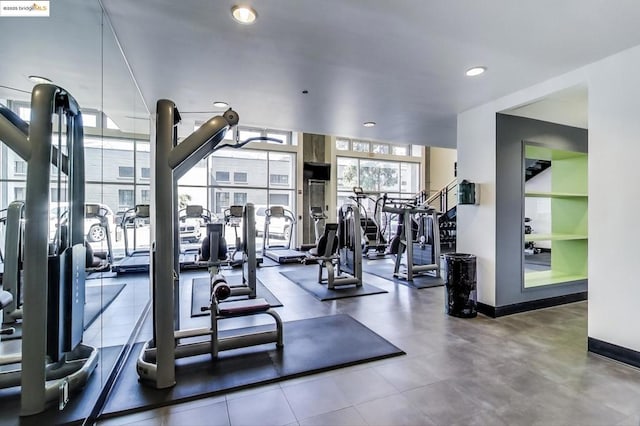 gym featuring expansive windows