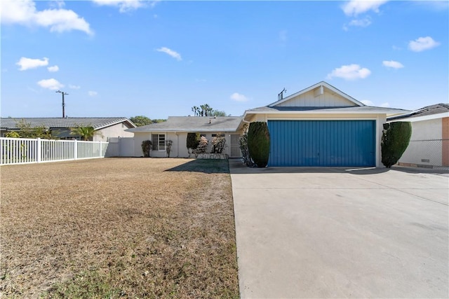 single story home with a garage