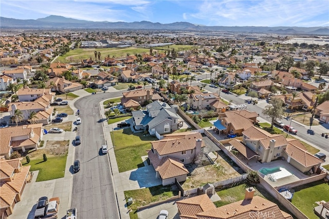 aerial view with a mountain view