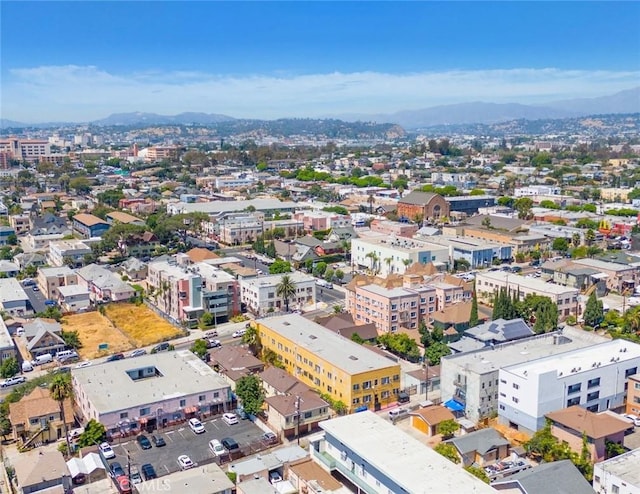 drone / aerial view featuring a mountain view