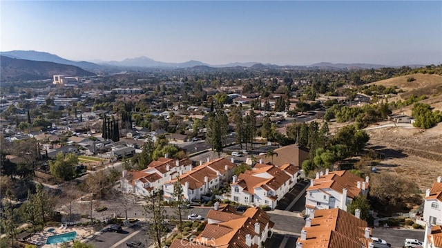 drone / aerial view with a mountain view