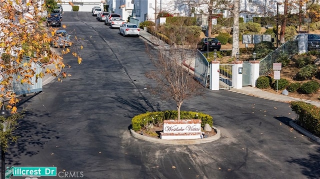 view of street featuring sidewalks and curbs