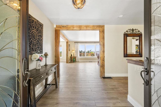 corridor with beam ceiling