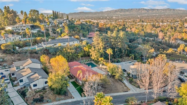 birds eye view of property featuring a mountain view