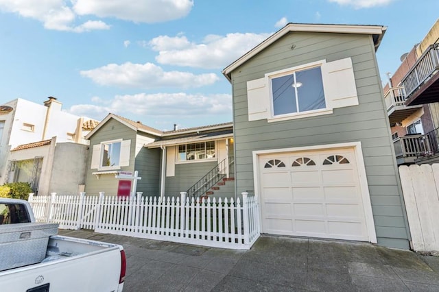 view of front of house with a garage