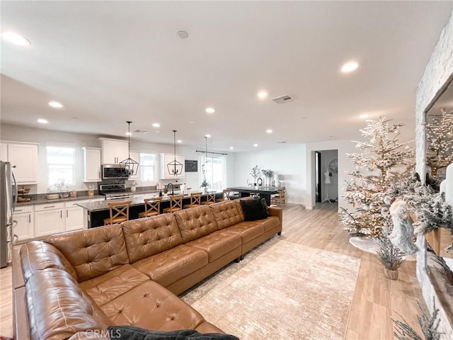 living room featuring light hardwood / wood-style floors